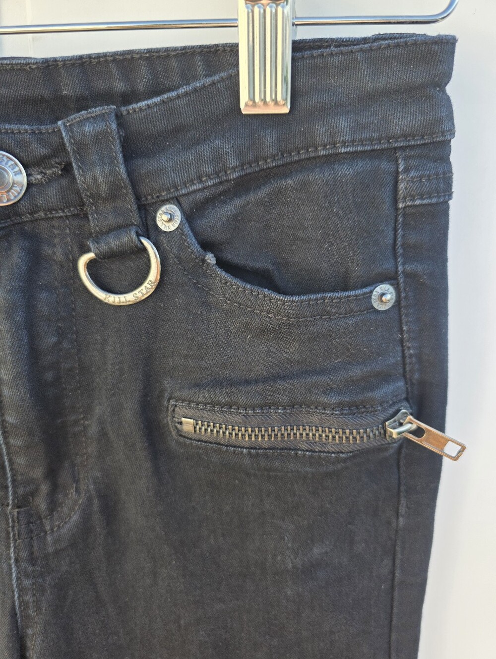 Killstar Grave Slave Skinny Goth Pentagram Occult Denim Jeans Size Small - Picture 7 of 15